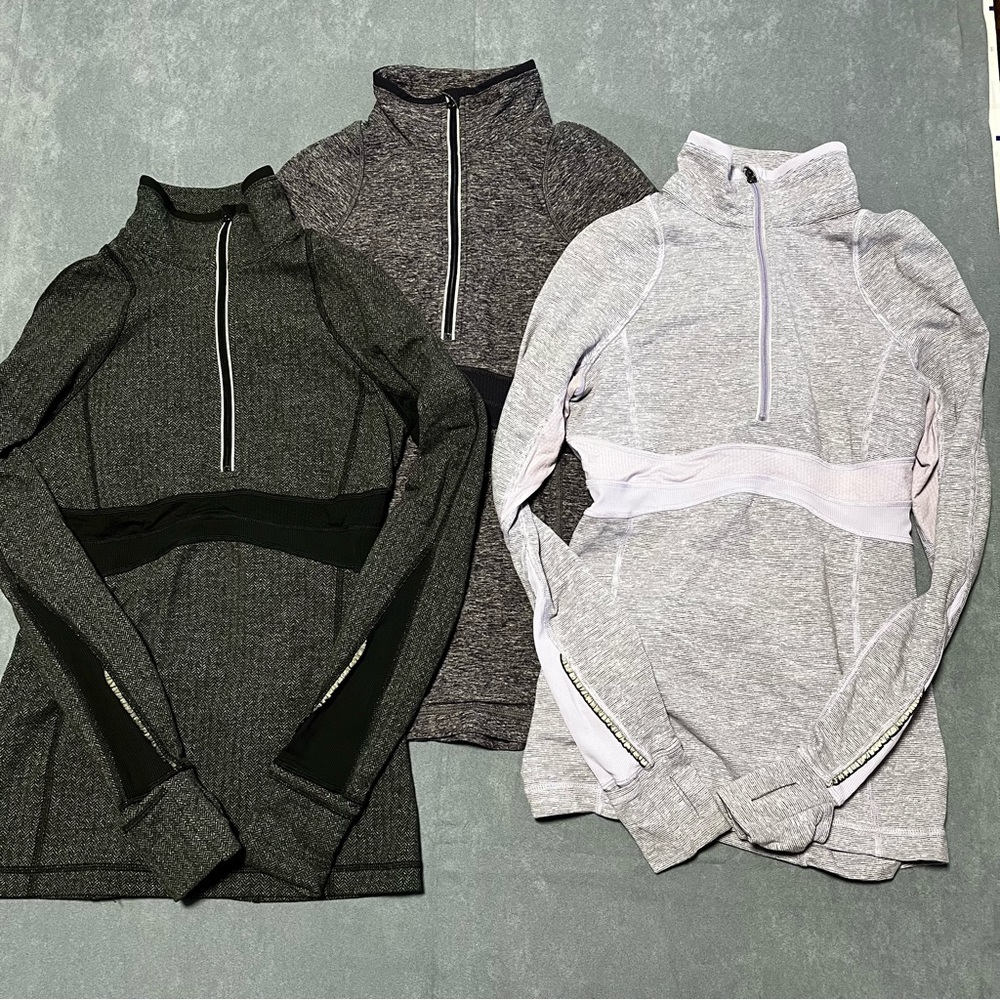 LOT Lululemon Run Full Tilt Sz 4 Purple Black Half Zip Pullover Athletic Sweater